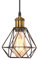 TOKIUS Retro Hängelampe 16CM Vintage Pendelleuchte Industrial Lampe Käfig Schwarz Lampenschirm aus Eisen mit E27 Fassung Messing Industrie Lampe für Flur Küche Schlafzimmer (1-flammige Hängeleuchte)