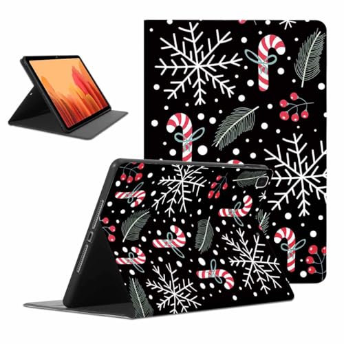 ZhuoFan Funda para Samsung Galaxy Tab A7 10,4 Zoll 2020 (SM-T500/T505/T507), Aesthetic Dulces Navideños Diseño PU Leather Protector Soporte Función Ángulos Ajustables Christmas Tablet Case, Negro