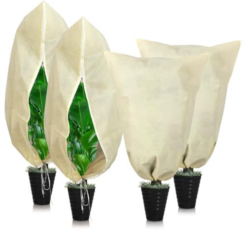 Resberg Pflanzenabdeckung Frostschutz Baumstammschutz Pflanztuch für Winter mit Reißverschluss 4 Stück