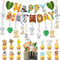 Jungle Animal Birthday Party Decorations - Safari Animals Happy Birthday Decoration Banner Cake Topper for Boys, Wild One Hanging Swirls for Zoo Theme Party Supplies