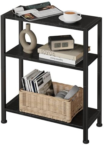 Vantimo Beistelltisch, Kleiner-Beistelltisch, SofaBeistelltisch für schmale Räume, SchlankerBeistelltisch, Nachttisch, für Wohnzimmer Schlafzimmer Büro, Schwarz