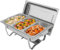 Edelstahl Chafing Dish Set, Warmhaltebehälter Rechteck Speisewärmer, Wärmebehälter mit Griffe und Deckel, für Buffet Catering, Partys, Bankett, Silber, 60 x 34.5 x 30 cm (Dreifach (5L))