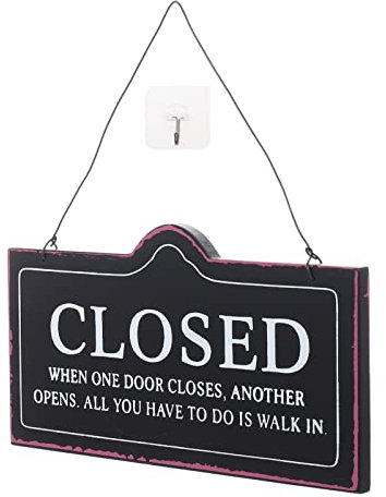 Plaque de porte double face, accessoires vintage, panneau ouvert au néon, panneau ouvert rétro en bois, panneau extérieur ouvert et fermé, panneaux ouverts et fermés, garniture en bois, accrocher un n