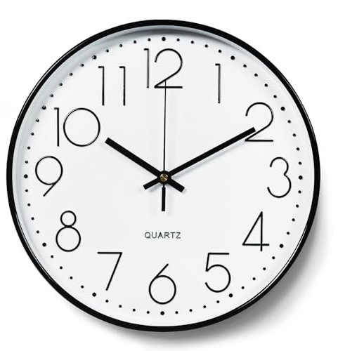 YSWOVUO 30cm Wanduhr Lautlos, 3D Ziffern Wanduhr Ohne Tickgeräusche, Modern Wand Uhr Analog Leicht zu Lesen, 12 Zoll Leise Wall Clock Deko für Wohnzimmer Küche Büro Schule Kinderzimmer