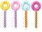 4 Piezas Barras Inflables de Rosquilla,Candyland Flotador,Decoración de Fiestas,Globos Inflables de Caramelo,Globos Piruleta de Dona,para Fiestas en Piscina,Juegos de Playa y Decoraciones de Dulces