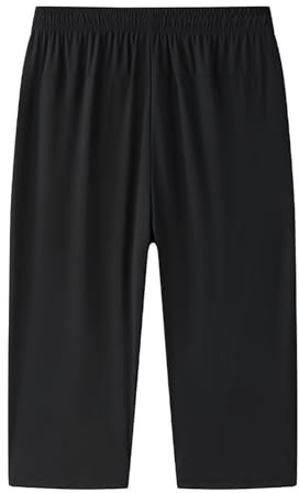 Generisch Schwarz Cargo Hose Herren 3/4-Jogginghose Workout Gym Shorts unterhalb des Knies Reißverschlusstaschen Jogger Sweatpant für Männer Comic Hose Herren (Black, XXXXXXXXL)