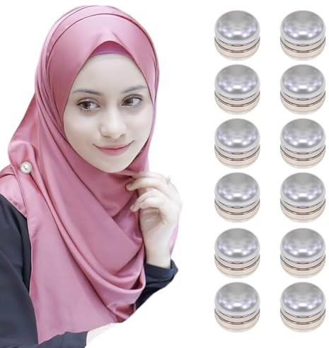 EIHI 12 Paires Broche Aimantée Femme, Hijab Aimant Ronde, Broche Épingles Magnétiques Puissante