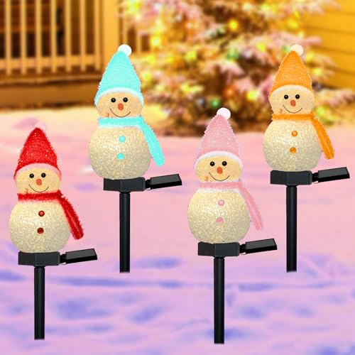 KEAGAN Solar-Schneemann-Stahl-Lichter, 4 Stück, Weihnachtslichter
