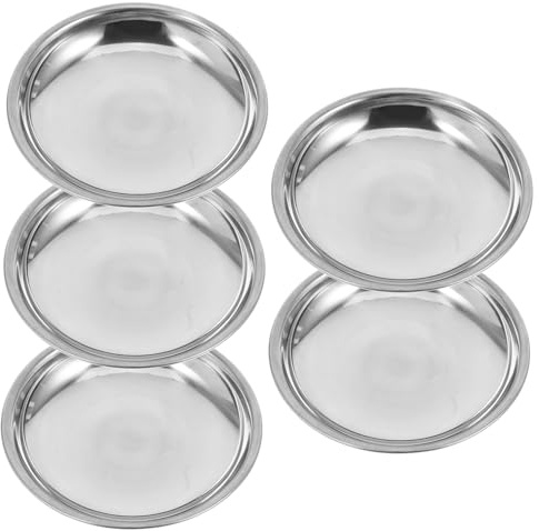 MUELODSIC Piatti Per Salse in Acciaio 304, Piattini Piccoli Per Condimenti e Salsa Di Soia, Set Da 5 Pezzi Da 9 Cm, Per Uso Domestico e Ristorazione