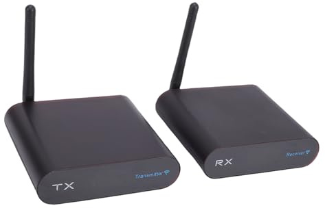 Plyisty Drahtloser AV-Sender, 8 Kanäle, 300 M Reichweite, 2,4 GHz Sound, Kabelloser Videoempfänger und Sender mit Störungsfreier Digitalanzeige, Beide PAL NTSC-Format (EU-Stecker)