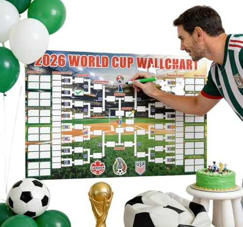 2-in-1-Poster zur Weltmeisterschaft 2026 & 48-Team-Final-Rund-Kollektion, Polyester-Material, funktionales Poster, WM-Spiele, tolles Geschenk für Fußball-Fans (150 × 100 cm)