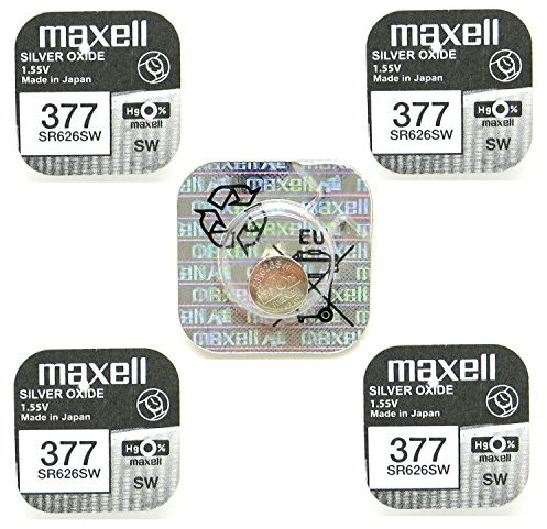 5 X Maxell 377 SR626SW Oxyde d'argent 0% Mercure Piles de Montre [Lot de 5]