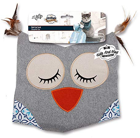 ALL FOR PAWS Katzenfußsack Eule Vintage 38 x 36 cm grau
