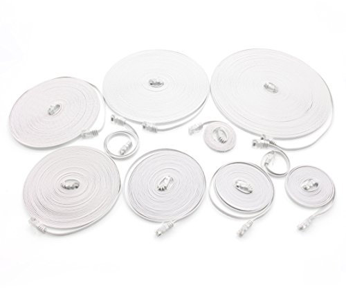 1aTTack.de 0.5-20m - White - 10 Lengths - Cat.6 Ultra Flat Patch Cable - Gigabit LAN (RJ45) Slim Micro