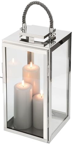 Fink Sevilla Laterne, Glas, Silber, 24cm