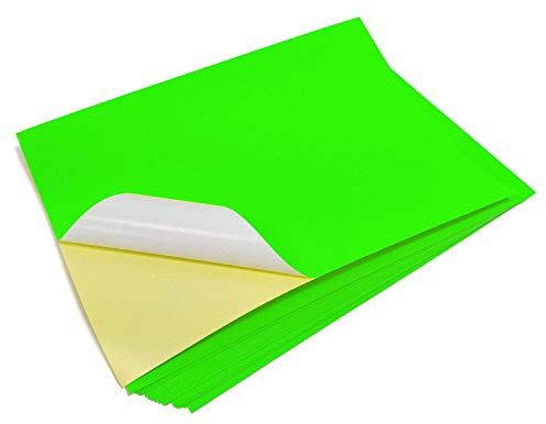 Evergreen Goods 10 A4 Bögen Neongrün Fluoreszierend Farbe Selbstklebend Stickerpapier | Laser Bedruckbar Scherenschnittpapier | Ideal Für Marker Zur Herstellung Von Fetten Zeichen