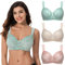 Curve Muse Reggiseno Senza Fili Sfoderato Minimizer Taglie Forti con Ricamo in Pizzo-Confezione da 3-Saggio,Nudo,Arrossire-3C