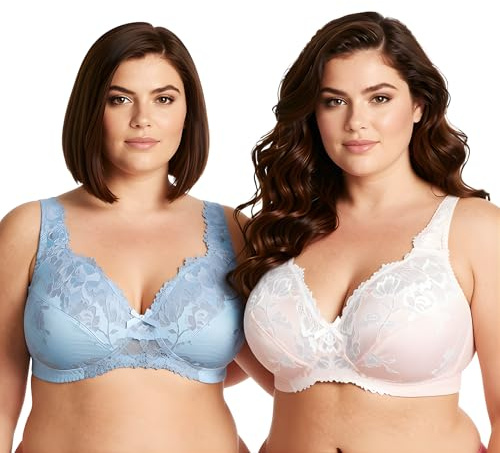 Curve Muse Non doublé Minimiseur Soutiens-Gorge sans Fil-x2 ou x3 | Couvrance totale, Bretelles réglables, Fermeture Agrafes, Nylon, Microfibre, Élasthanne