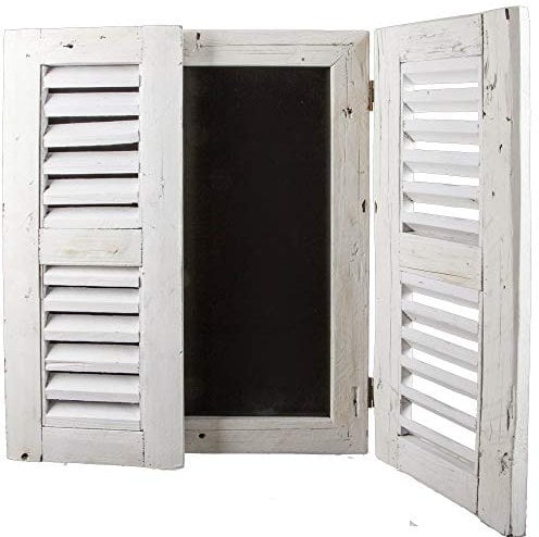 decopartners.eu Holzfenster mit Kreidetafel, weiß, 112 x 70 cm