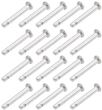 sourcing map 20pcs Einloch Gabelbolzen Flachkopf 304 Edelstahl Scharnierstift 3mm X 20mm