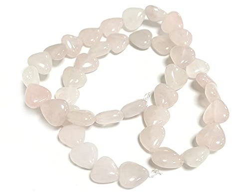 Pink Rose Quartz Beads Puffy Heart 10mm Strand of 38+