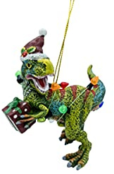Adorno de Dinosaurio para árbol de Navidad, T Rex Cubierto de Luces para niños