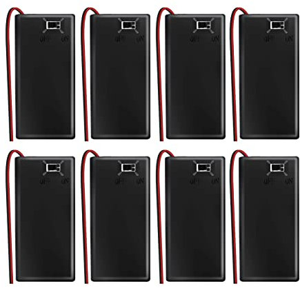 9V Battery Holder, 8 Pcs 9V Battery Box 9V with Cover with Switch with Cable Square Single Cell Battery Holder, for DIY and Replace Damaged Battery Holders for Electronic Devices