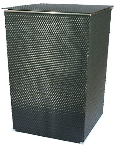 Mülltonnenverkleidung Rattanoptik für 120L–240L Tonnen – wetterfeste Mülltonnenbox aus Metall & Polyrattan – grau – mit Gasdruckfeder – RYBE