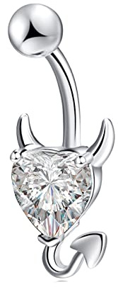 Beydodo Körperschmuck Bauchnabel Piercing Chirurgenstahl, Bauchnabelpiercing 14G Herz mit Zirkonia Bauchnabel Ring Silber