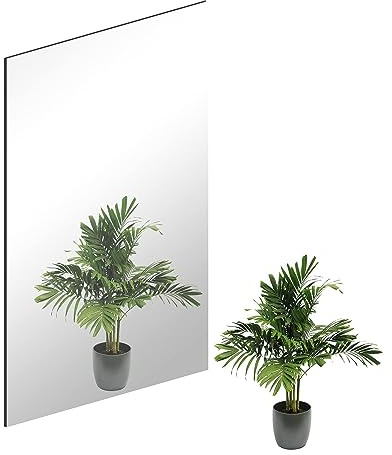 QEEYON 16 x 12'' x 1Pcs Glass Wall Mirror Tile with Self Adhesive Tapes