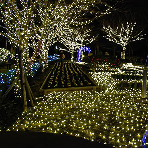 Jopassy LED Lichternetz 2x2m 204LEDs Lichterkette Lichterkettennetz 8Modi Lichtervorhang mit Stecker für Weihnachtsbeleuchtung Außen, Warmweiß