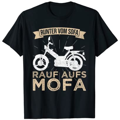 Mofa Geschenkidee für Männer und Jungs Herren & Mofa Führerschein | Rauf Aufs Mofa T-Shirt Schwarz Klein Klassische Passform Motorrad Vintage T-Shirt