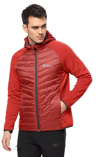 Jack Wolfskin Routeburn PRO Hybrid M Giacca in Pile, Rosso Intenso, M Uomo