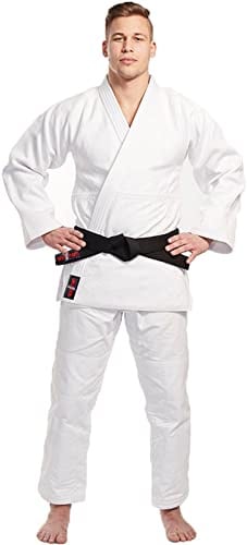 VADER Sports Student Judo Gi for Kids/Adults Judo Suits 100% Cotton Judo Kamino BJJ Uniform Middle-Weight 550gsm Premium White Cotton Training Judogi with Free White Belt (4/ 170CM)