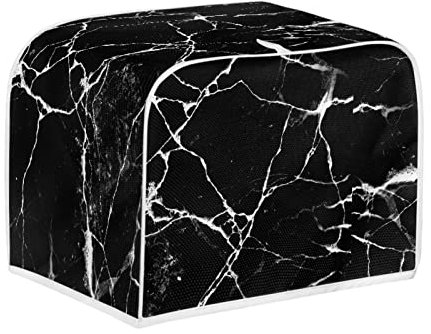 Kuiaobaty 4 Slice Toaster Cover Black Marble Texture,Bread Maker Cover Dustproof Caps for Two Slice Toaster Kitchen Appliance