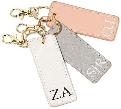 Crafted Memories® Personalised Keyring, Monogrammed Key Ring, Initials, Personalised Gift, Car Keychain, Faux Saffiano Leather, Gift Ideas, Party Favours Xmas