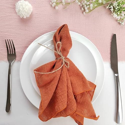 50 PCS Rose Gaze Crêpe Tissu Serviettes Pack Pur Coton Gaze Serviette Tissu 40x40 cm Mariage Décor Usage Quotidien Dîner Torchon