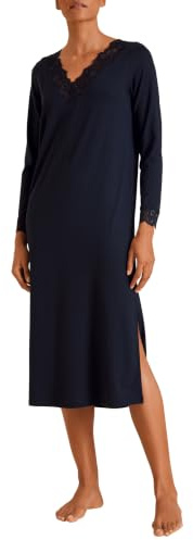 CALIDA Elegant Dreams Langarm-Nachthemd Damen | Länge 120cm, mit Spitzendetails, weich & fließend