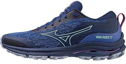 Mizuno Damen Wave Rider Tt (W) Trailrunningschuhe, Blaue Depths Beveled Glass Vivid Orchid, 39 EU