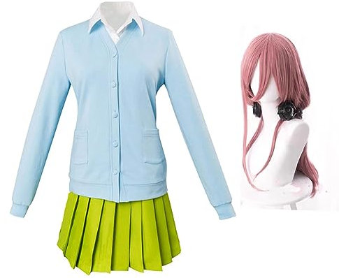 Gooyeh Die Quintessential Fünflinge Anime Kostüme Nakano Miku Cosplay Kostüme College Style Casual Shirt + Perücke Set Comic Con Masquerade Halloween Cosplay Kostüme