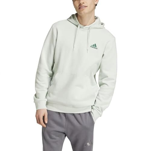 adidas Essentials Fleece Hoodie Felpa con cappuccio, Linen Green, S Uomo