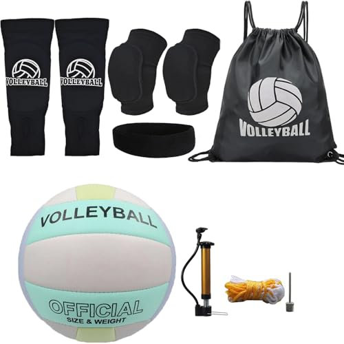 Pelota de Voleibol,Balones de Voleibol para Exterior,Voleibol Accesorios Incluye Rodilleras Voleibol,Manguitos Voleibol,Cinta Pelo Deporte,Mochila Cuerdas (Adolescentes)