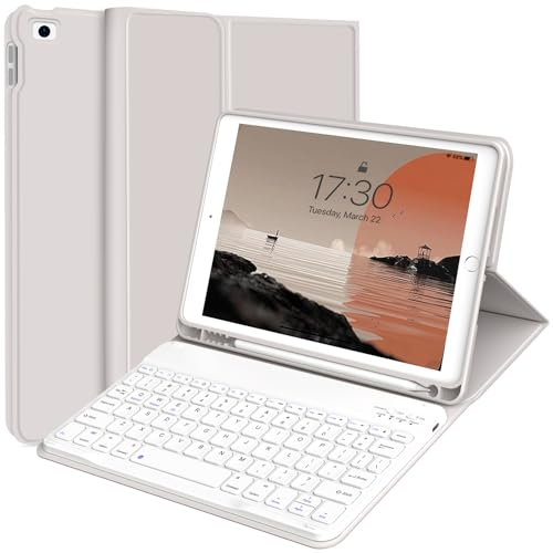kenke Custodia per iPad 6/5a generazione con tastiera da 9,7 pollici 2018/2017, iPad Air 2/1, custodia con tastiera Bluetooth wireless rimovibile con supporto per matita sul lato sinistro integrato