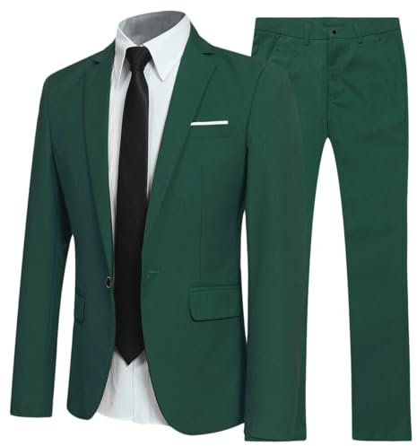 Allthemen Costume Homme Mariage Blazer Affaire Cérémonie Slim fit Veste et Pantalon Deux pièce Vert XXL