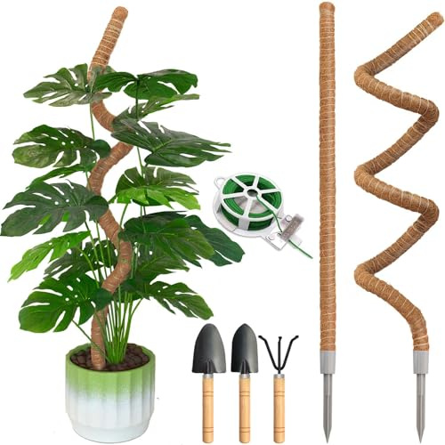 Ledanba Lot de 2 bâtons de mousse de 119,9 cm pour plantes Monstera, bâtons en mousse pliables pour plantes grimpantes Monstera, support de plante en fibre de coco pour plantes grimpantes (120 cm x 2