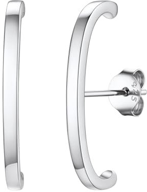 FOCALOOK Silber 925 Ohrringe Damen - C-förmige Ohrstecker Mädchen Piercing Ohr Medizinische Vintage Modeschmuck