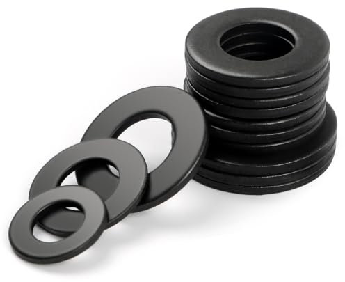 FOMGIIN Arandelas Planas M4 x 9 mm, 50 Piezas Arandelas Negras Metalicas Espaciadoras de Acero al Carbono, Arandelas Metálicas Tóricas Negro Arandela Plana Pequeño para Tornillos Sujetadores