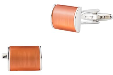 Manschettenknöpfe für Herren, quadratisch, Camber, Orange, Opal, Metall, französisches Hemd, Manschettenknöpfe, Armnadeln, 1 Paar, Einheitsgröße, Messing, Konglomerat