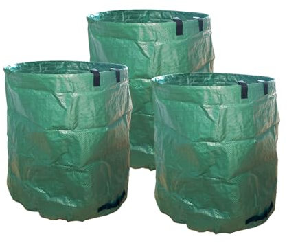 3 Stück Gartensack Gartenabfallsack stabil - Gartensäcke für Gartenabfälle Laubsäcke Rasenschnitt Grünschnittsäcke faltbar - 270l