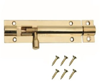 Barrel Bolt Lock Crank Sliding Door Gate Bathroom,Toilet, Gate, Cupboards & Cabinets Bolts 75mm Brass Door Latch with Screws, Ideal Door Locks for Internal & External.